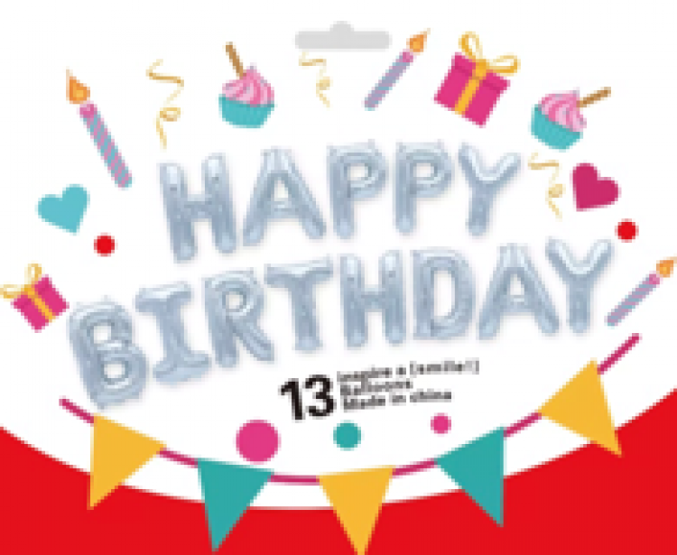 Silver Happy Birthday Letter Balloon Kit - 16 inch