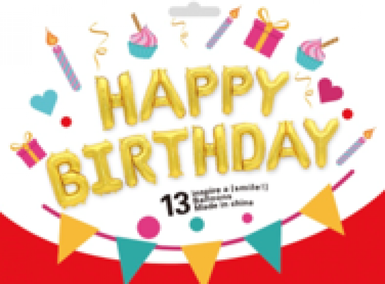 Gold Happy Birthday Letter Balloon Kit - 16 inch