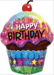 Birthday Dazzling Cupcake - 35 inch Holographic