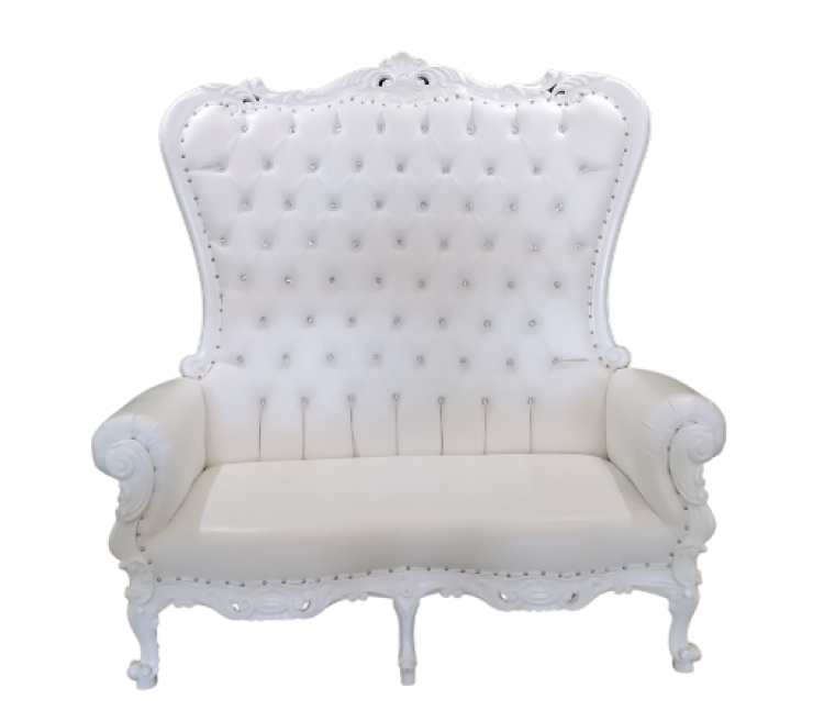 Double Throne Settee White with White trim