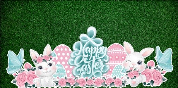 Happy Easter - Bunny Flowers Sign