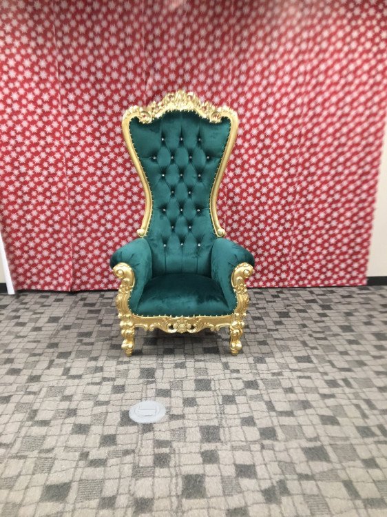 Throne Chair Emerald Green with gold trim