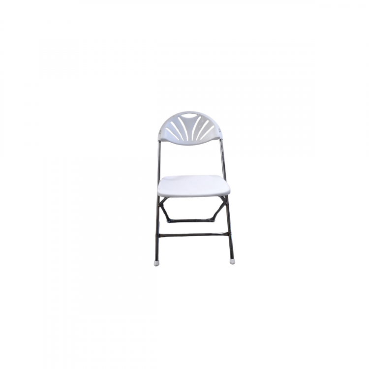 Fan Back Chair White and Chrome