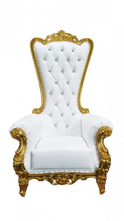 Throne Chair White with Gold trim