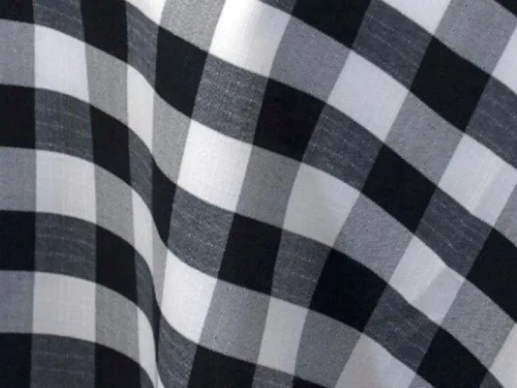 120 in Round Checker Polyester Linen