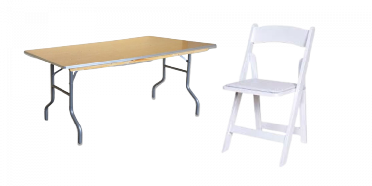 6' Table with White Garden Chair Seating Package