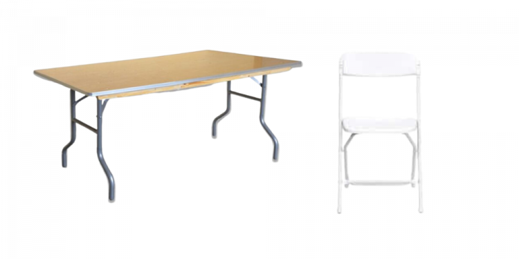 6 ft Table with White Chair Seating Package