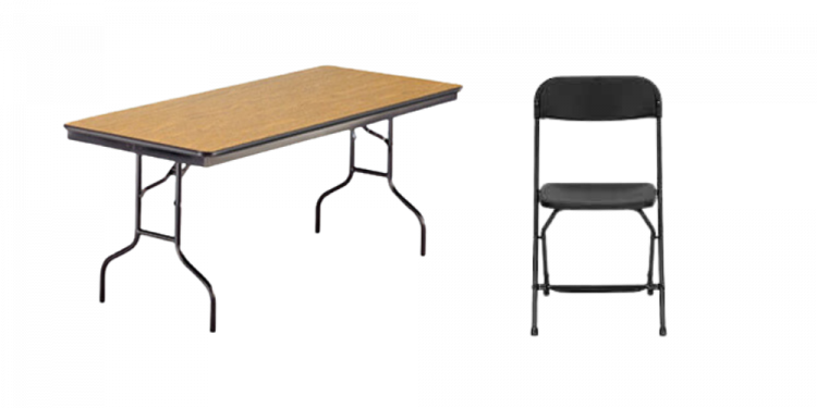 8 ft Table with Black Chair Seating Package