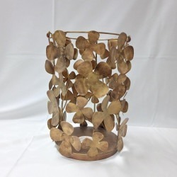 Gold & Brown Metal Flower Bucket