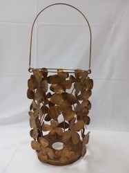 Gold & Brown Metal Flower Bucket