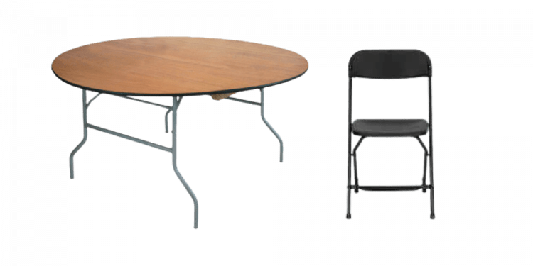 60 in Round Table & Black Standard Chair