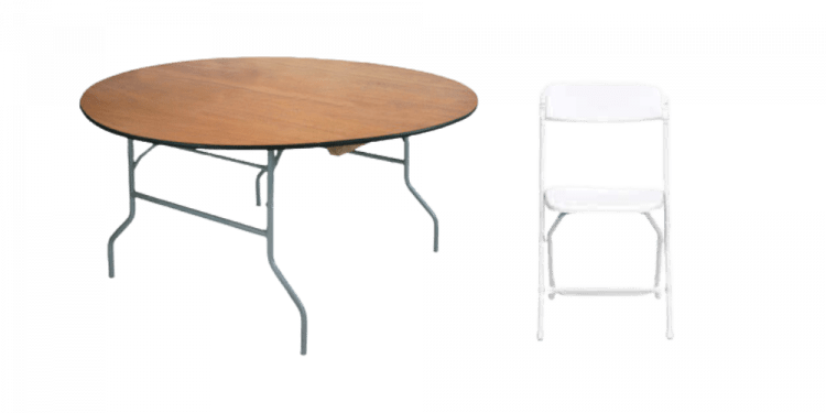 60 in Round Table & White Standard Chair