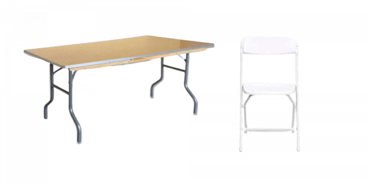 6 ft Long Table & White Standard Chair